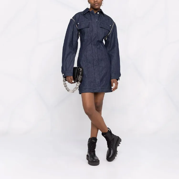 Givenchy Long-Sleeved Dresses Women's Blue-1