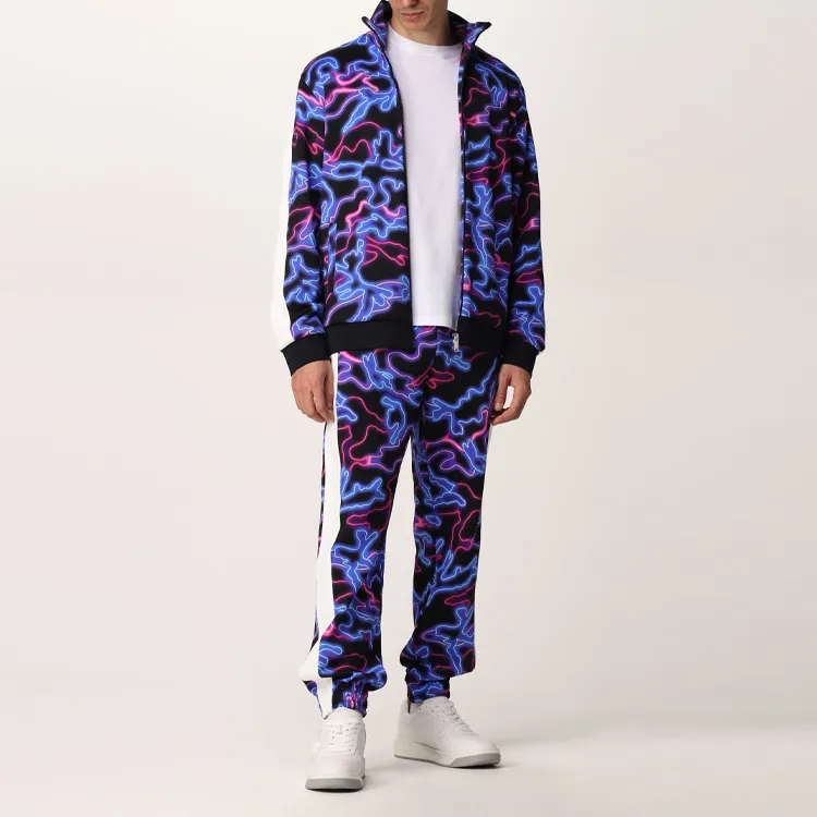 Valentino All Over Neon Camou Print Zip Sweatshirt-1