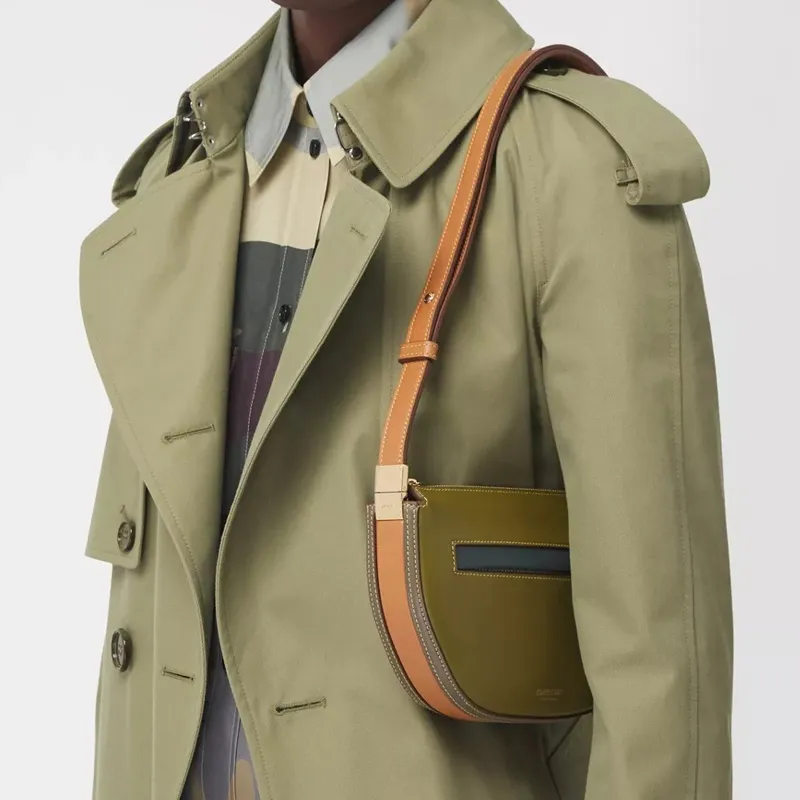 Burberry Olympia Sheepskin Crescent Bag Shoulder Bag Portable Crossbody Bag Shoulder Bag Women's Green-7