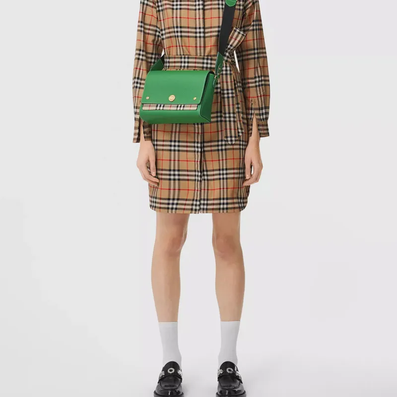 Burberry NoteVintage Leather Patchwork Messenger Bag Shoulder Bag Crossbody Bag Handbag Women's Green-6