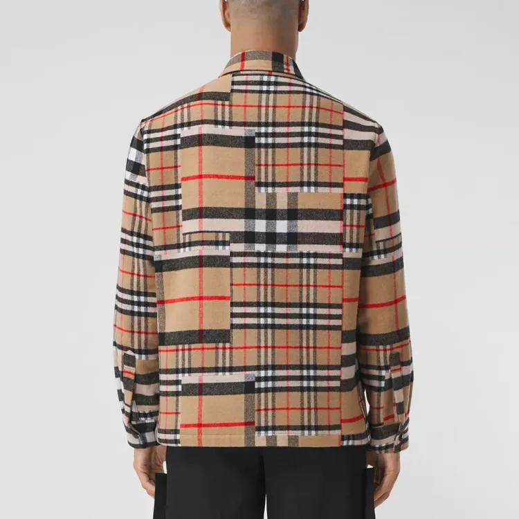 Burberry Check Pattern Patchwork Wool Oversized Overshirt-2