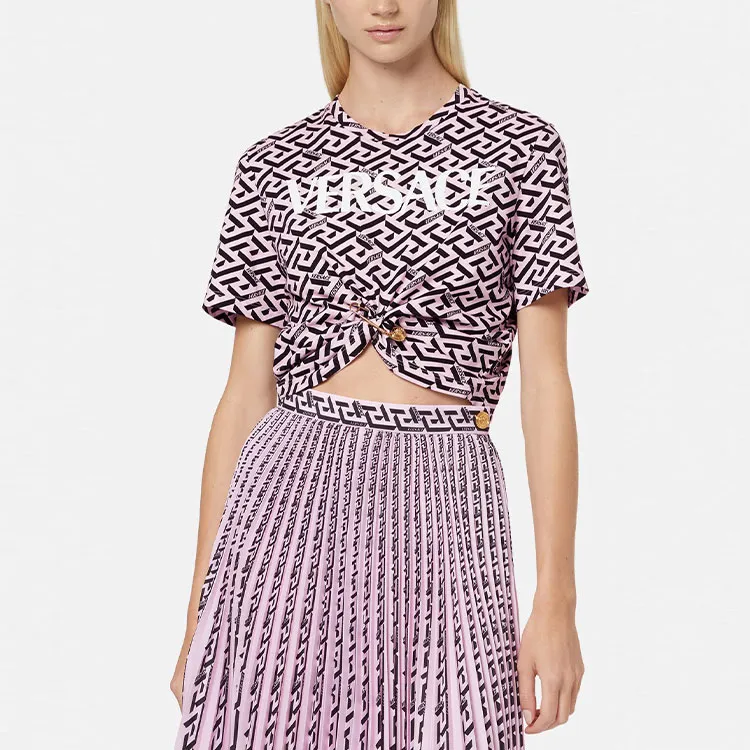 VERSACE Crop Tops Women's Black Pink-3