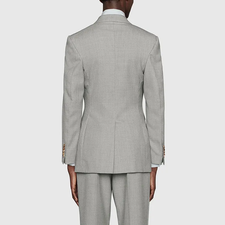 GUCCI Logo Patch Double Breasted Blazer-3