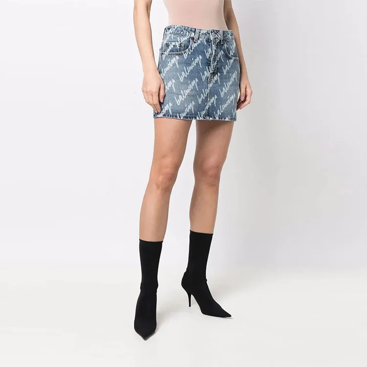 Balenciaga Allover Logo Low waist Miniskirt-3