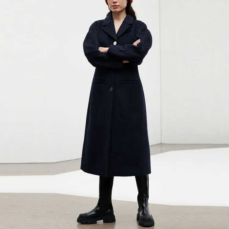 GANNI Coats Women's Navy Blue-1