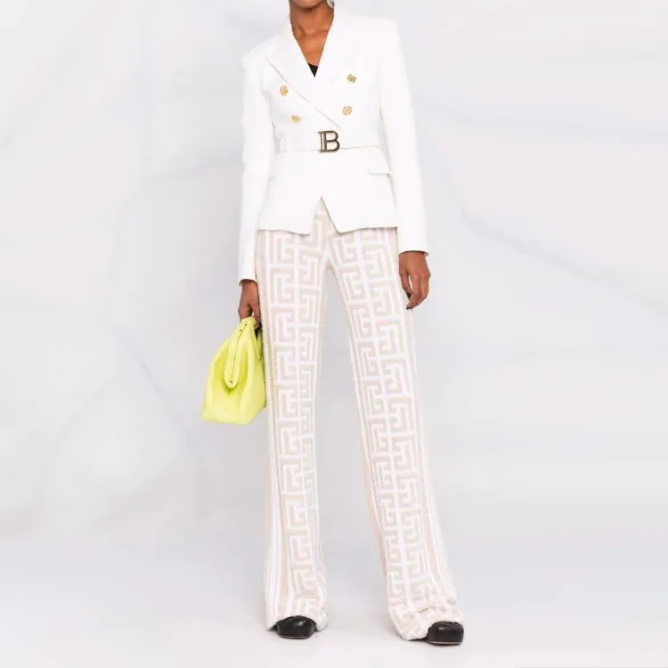 BALMAIN Knitted Sweatpants Women's Beige-1