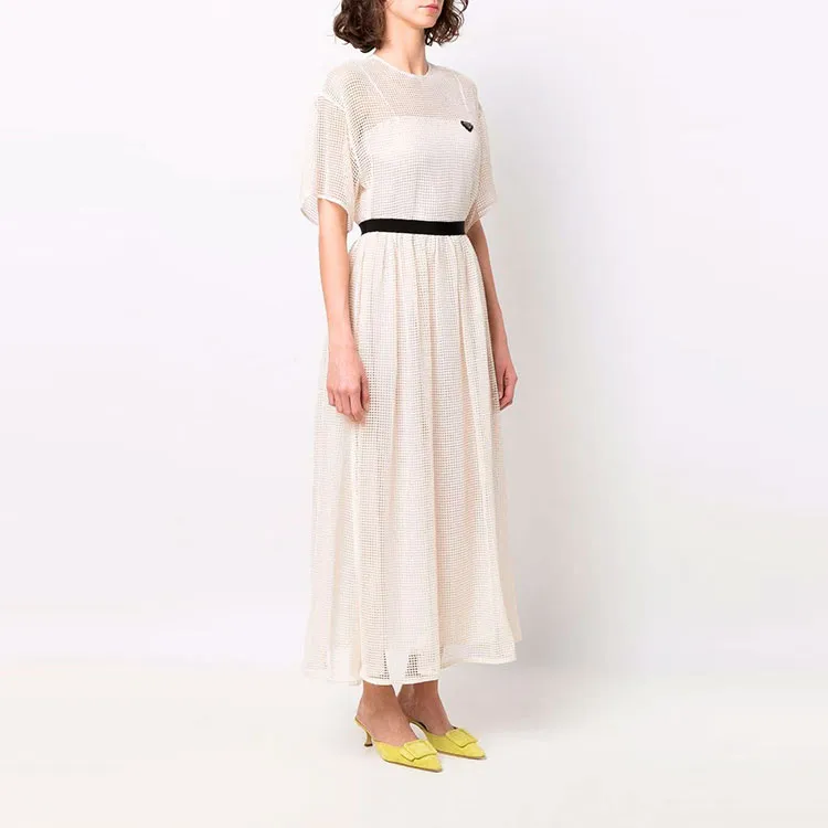 PRADA Short Sleeved Dress Women's White-2