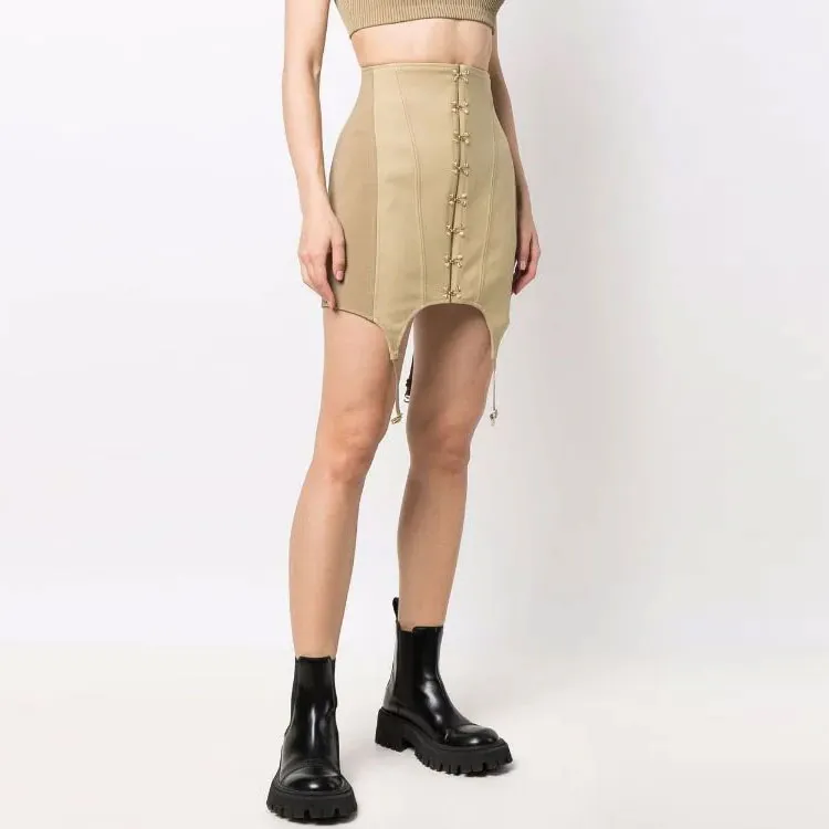 DION LEE Casual Short Skirts Women's Khaki-2