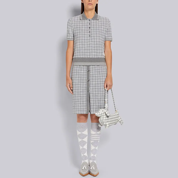 THOM BROWNE· SS22 Polo Shirt Women's Medium Gray-1