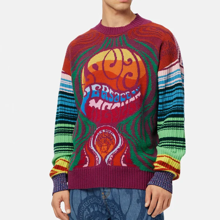VERSACE Medusa Logo Intarsia Crewneck Jumper-2