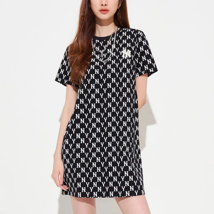 MLB Mlb Base Logo Short Sleeved Dresses Women's Black-4