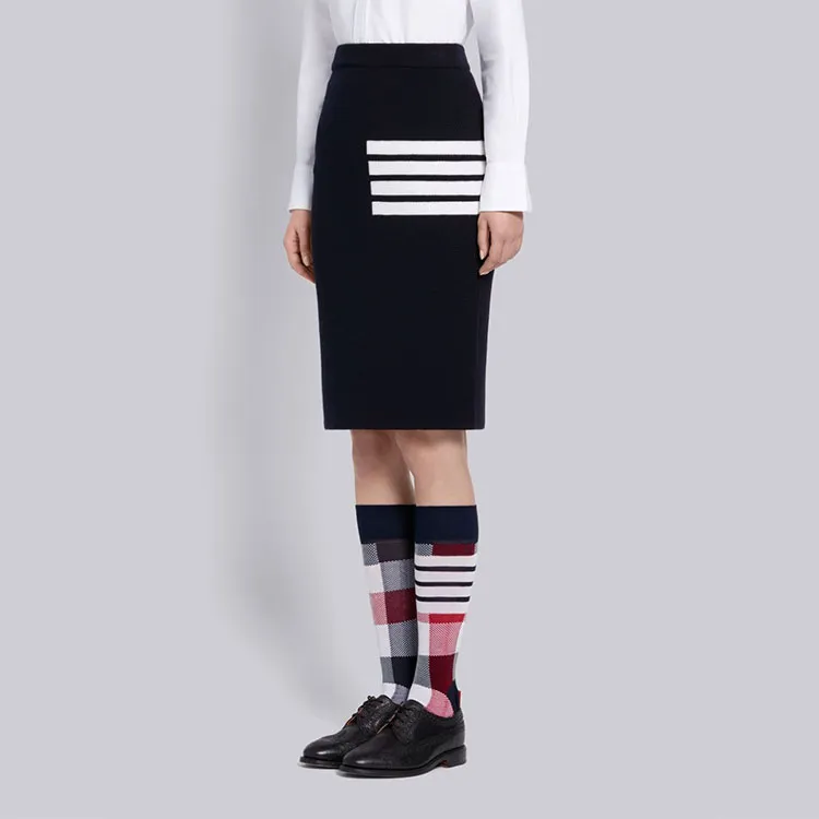 THOM BROWNE 4 Bar Fitted Skirt-3