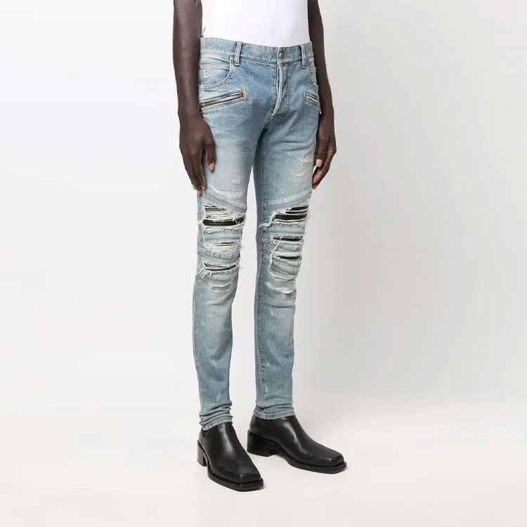 BALMAIN Ribbed Patch Slim Jeans-3