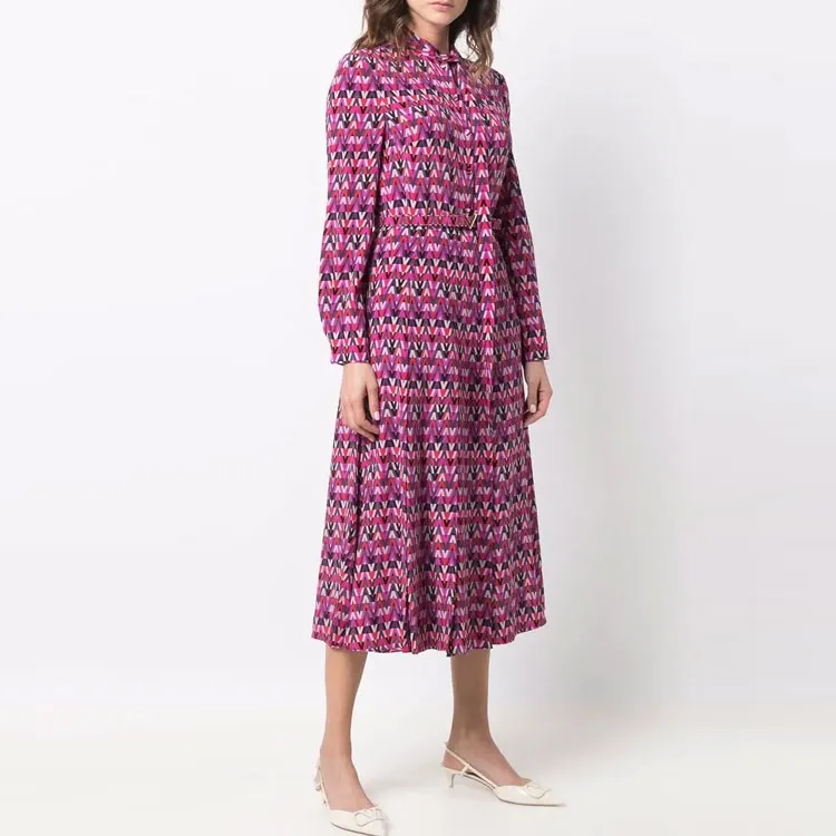 Valentino Long Sleeved Dress Women's Purple-2