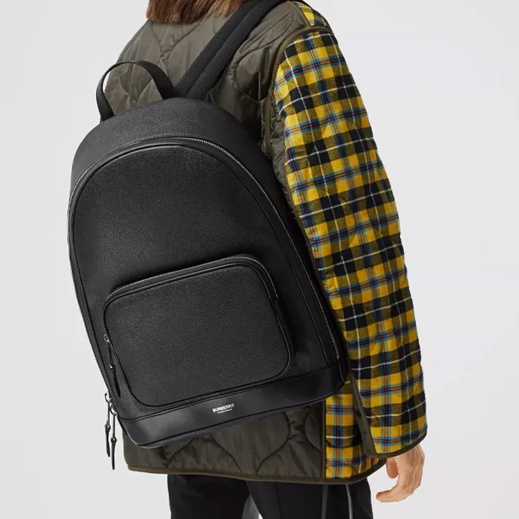 Burberry Grainy Leather Backpack Black-4