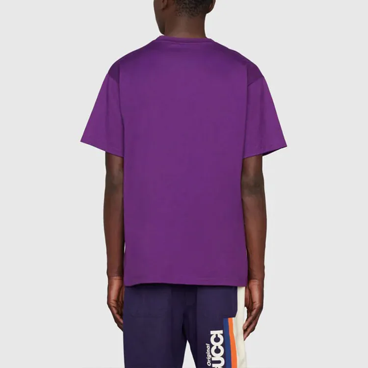GUCCI Logo Print Crew Neck Pullover Short Sleeved T Shirt Men's Purple-3