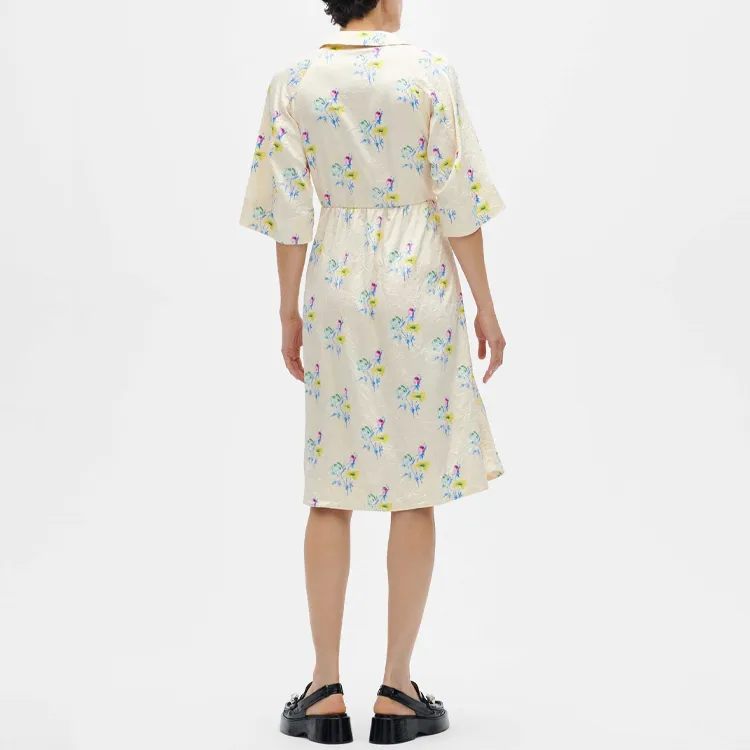 GANNI Short Sleeved Dresses Women's Ecru-3