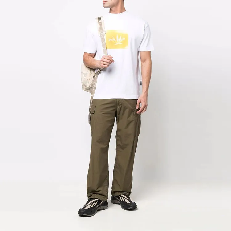 PALM ANGELS Leaf Print Logo T Shirt-1