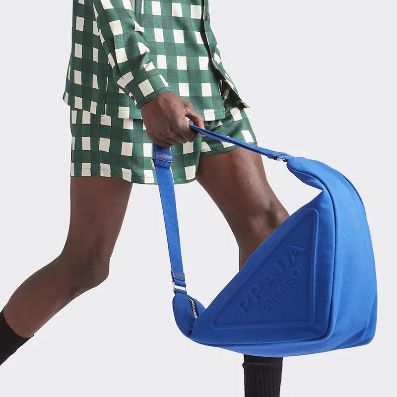 PRADA Canvas Triangle Bag Cobalt Blue-4