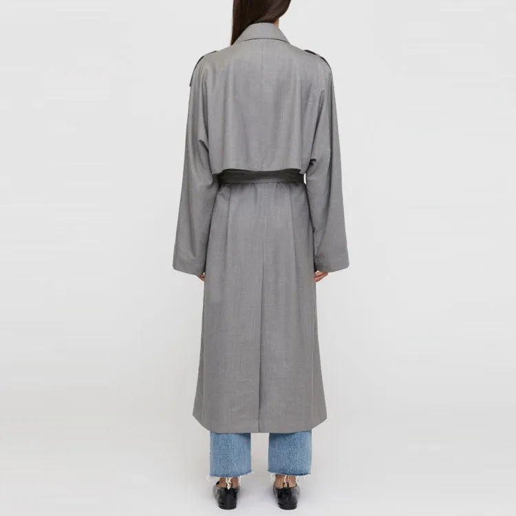 TOTEME Trench Coats Women's Light Heather Gray-3