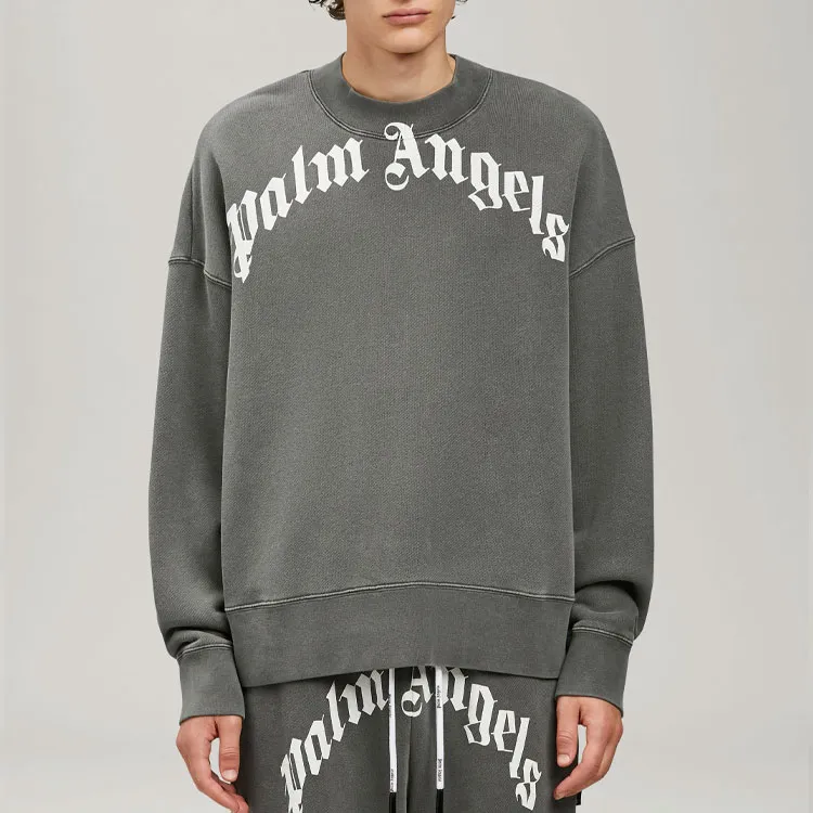 PALM ANGELS Gd Curved Logo Crewneck Sweater-1