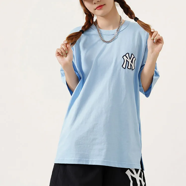 MLB Old Flower T Shirts Unisex Blue-3