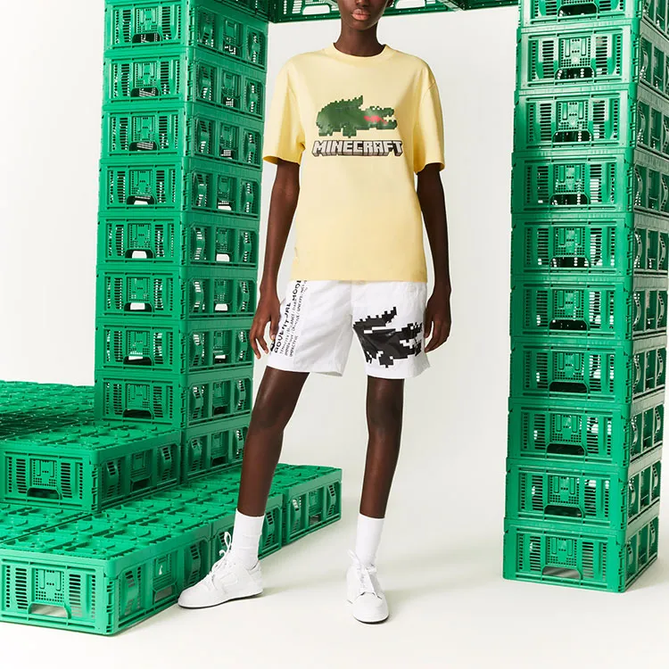 LACOSTE x Minecraft Drop Shoulder Sleeve T Shirt Unisex Yellow-2