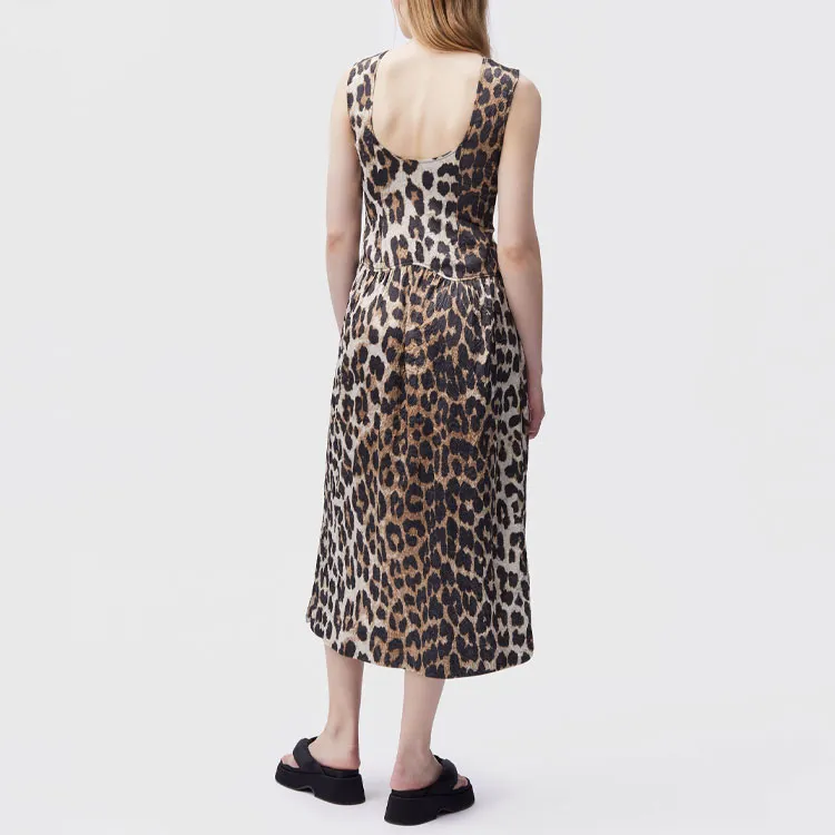GANNI Sleeveless Dresses Women's Brown-3