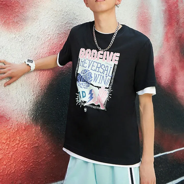 LiNing Basketball Collection T Shirt Men's Black-3