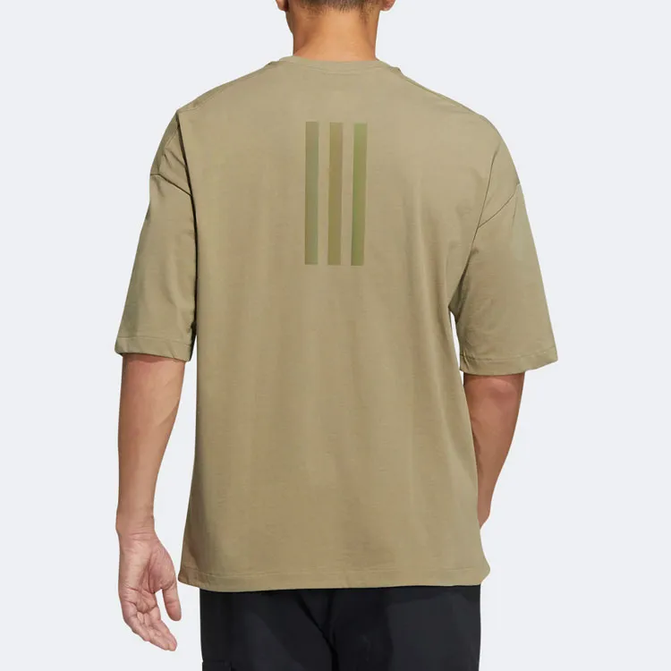 Adidas Drop Shoulder Sleeve T Shirt Unisex Khaki-2