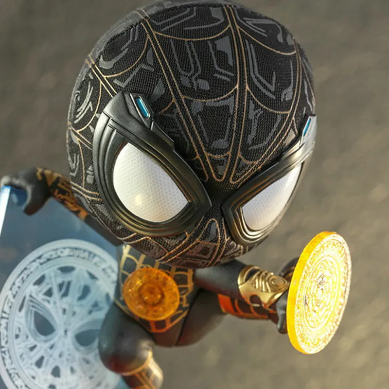 Hot Toys Spider Man Cosb917 The Wandering Hero Black And Gold Suit With Magic Shooter Chibi Figures-3