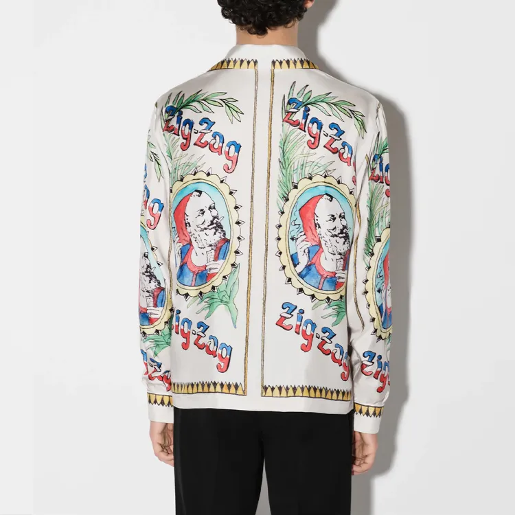 AMIRI Zig Zag Long Sleeve Bowling Shirt-2