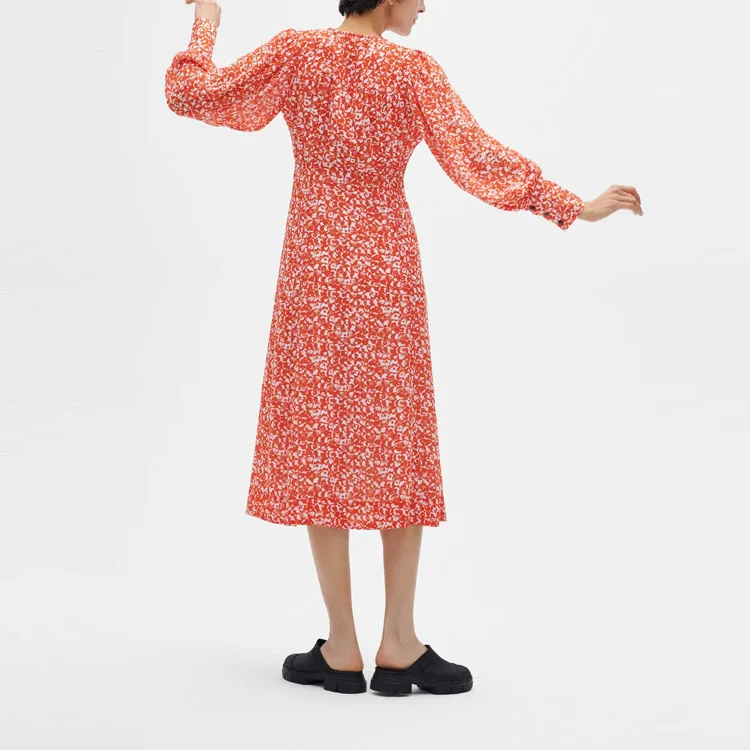 GANNI Long-Sleeved Dresses Women's Orange-3