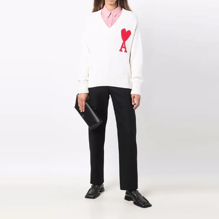 Ami Paris Ami De Coeur V Neck Sweater-1