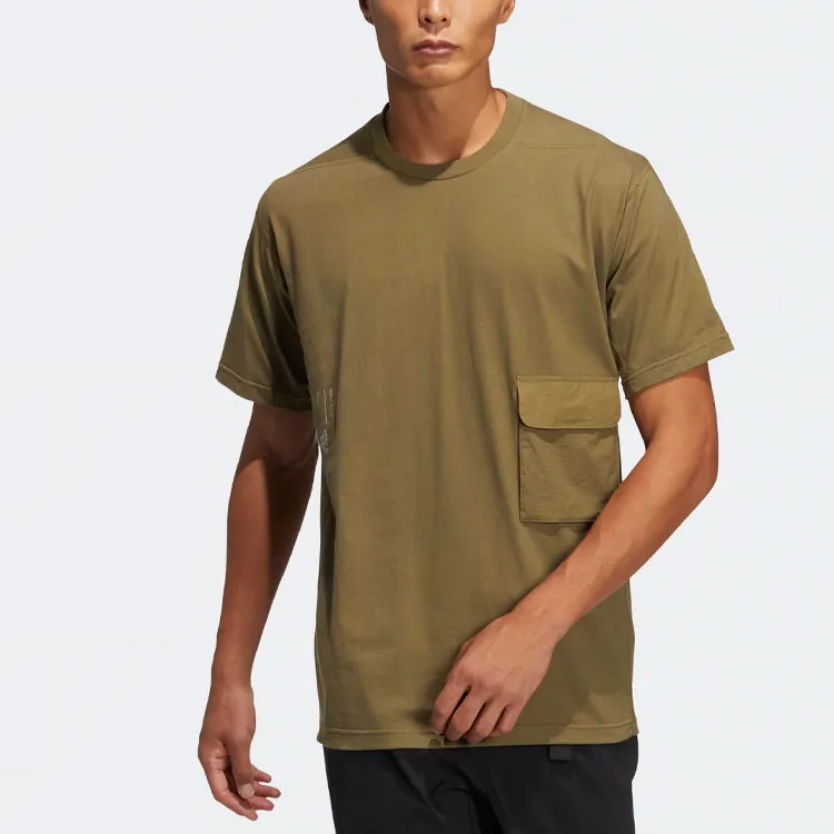 Adidas T Shirts Men Dark Olive Green-2