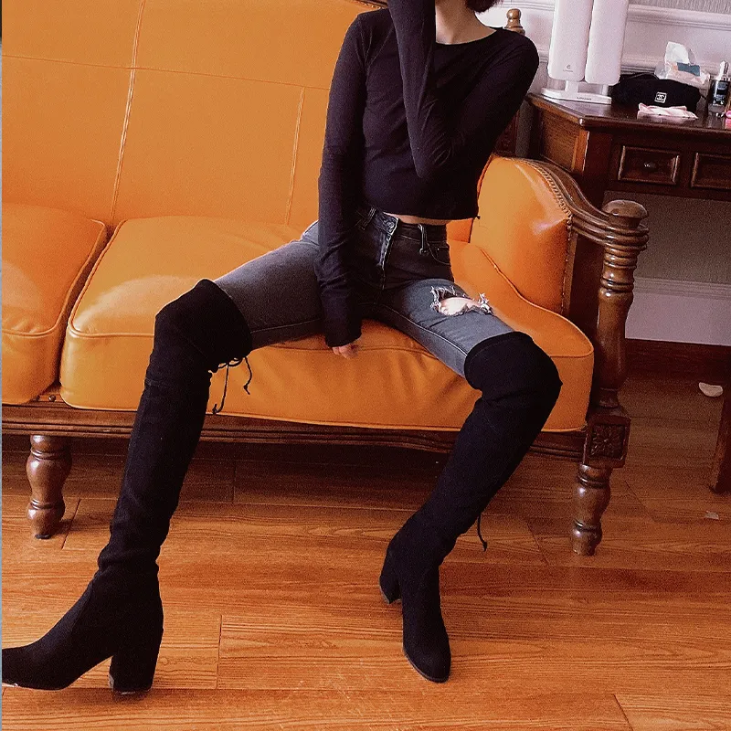 Stuart Weitzman/SW Tieland Knee high Boots 7cm Women's Black-7