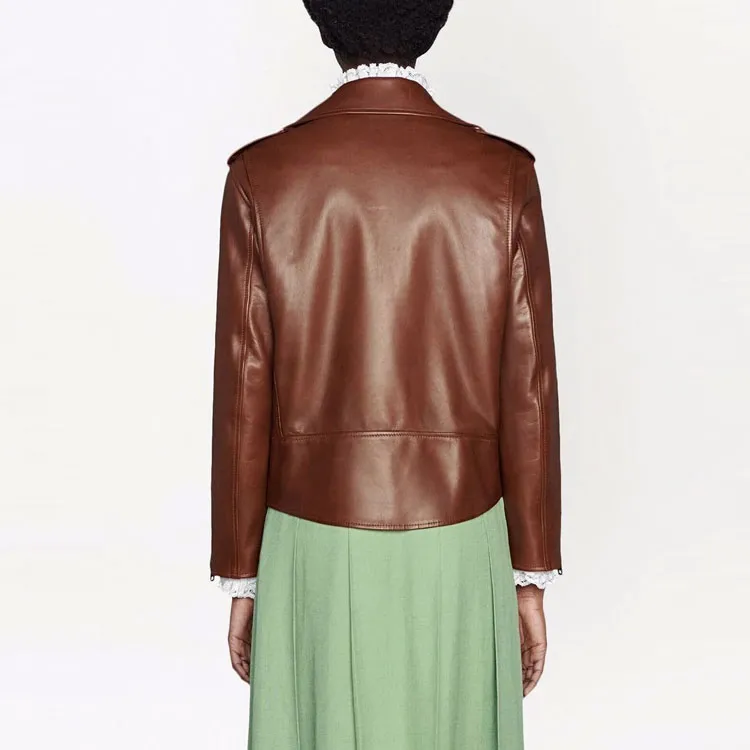 GUCCI Leather Jacket Women's Umber-1