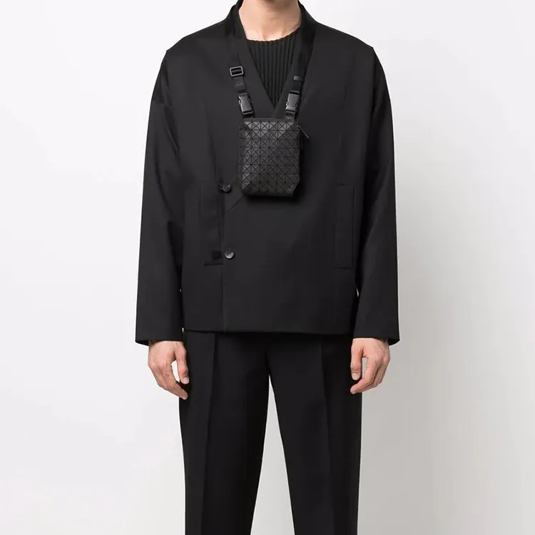ISSEY MIYAKE Prism Cotton Messenger Bag Shoulder Bag Crossbody Bag Small Size Men's Black-4