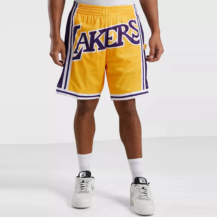 Mitchell X Ness NBA Big Face 2.0 Los Angeles Lakers Mens Shorts-2