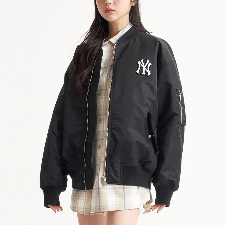 MLB Base Logo Puffer Jackets Unisex Black-2