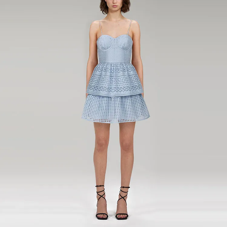 Self portrait FW22 Slip Dress Women's Misty Blue-2