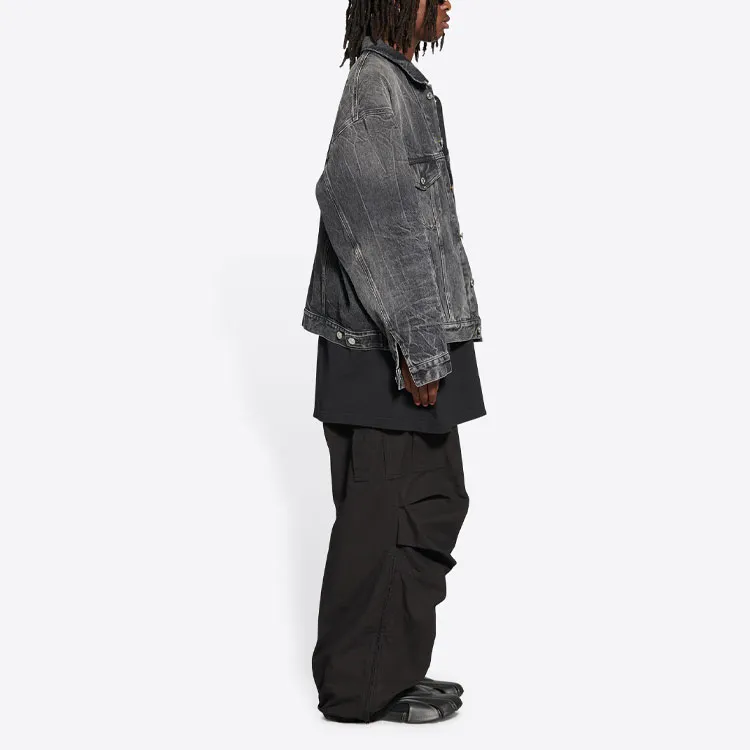 Balenciaga 520 SS22 Denim Jacket Unisex Black Gray-3
