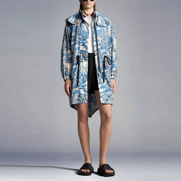 Moncler Trench Coats Women's Blue-1