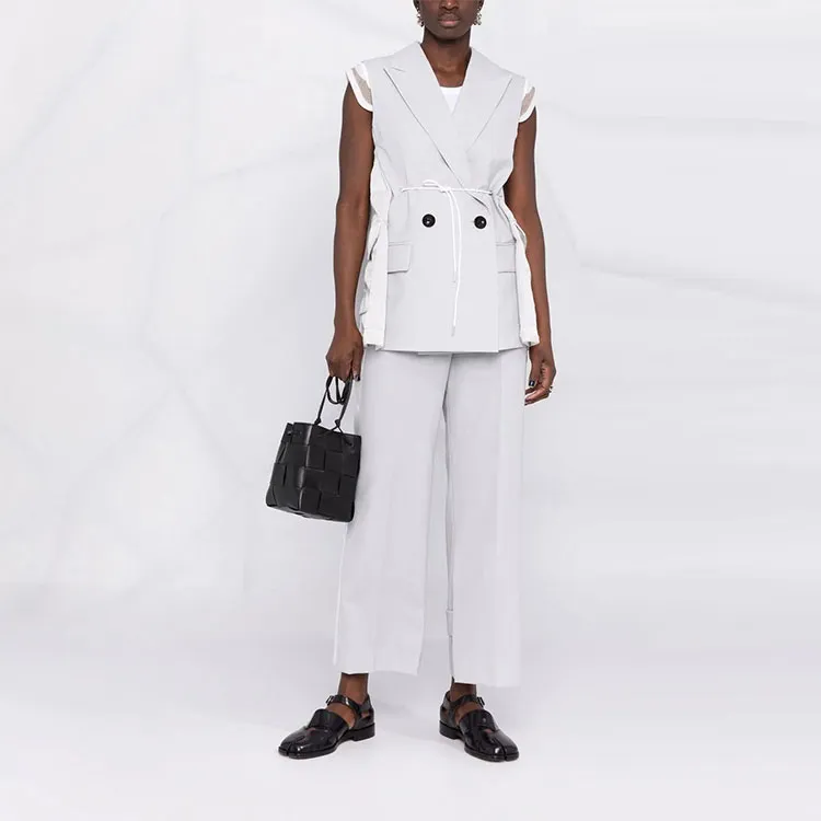 Sacai Button Detailed High Waist Trousers-1