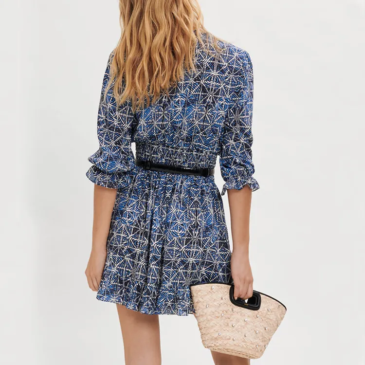 Maje Long-Sleeved Dresses Women's Blue-2
