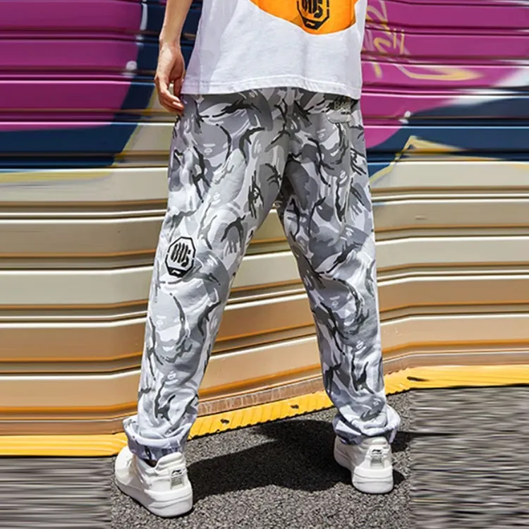 LiNing Knitted Sports Pants Men's White Camouflage-3