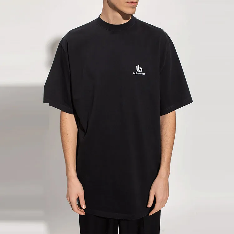 Balenciaga Embroidered Double B Logo T-Shirt - POIZON