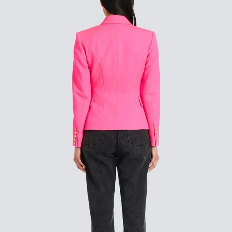 BALMAIN Grain De Poudre Double Breasted Jacket 'Pink'-4