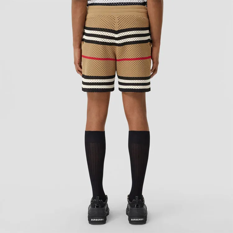 Burberry Icon Stripe Pointelle Knit Shorts-3