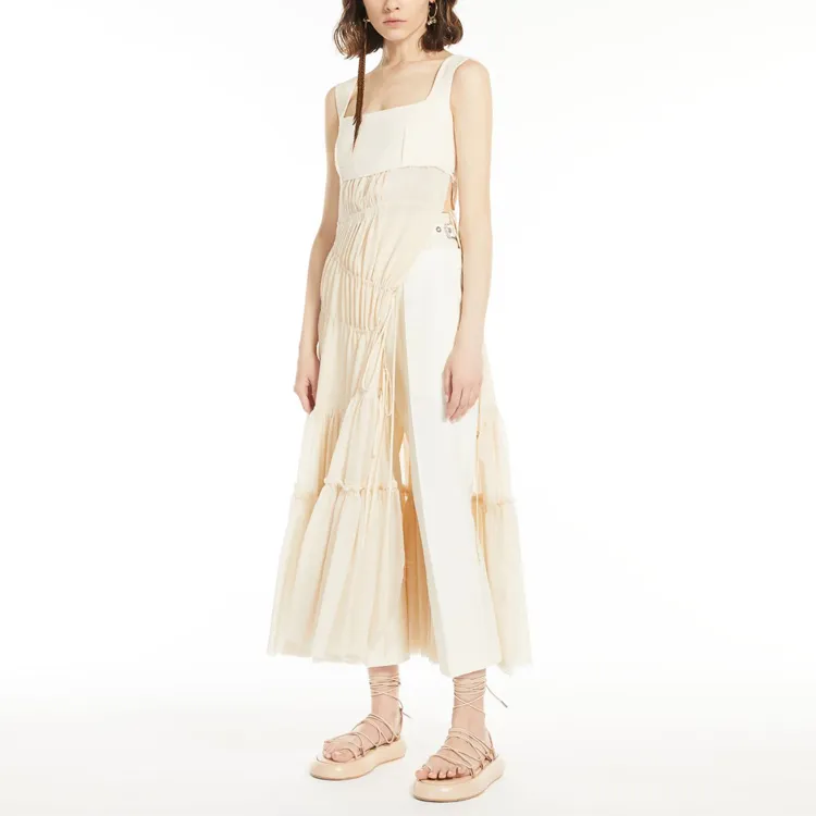 SportMax Sleeveless Dresses Women's Ivory White-3